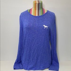 PINK Victoria’s Secret Blue Pajama Long Sleeve Top